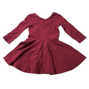 Maisie Jayne Toddler Girl Long Sleeve Pleated Baby Doll Dress Red 12-18 Month